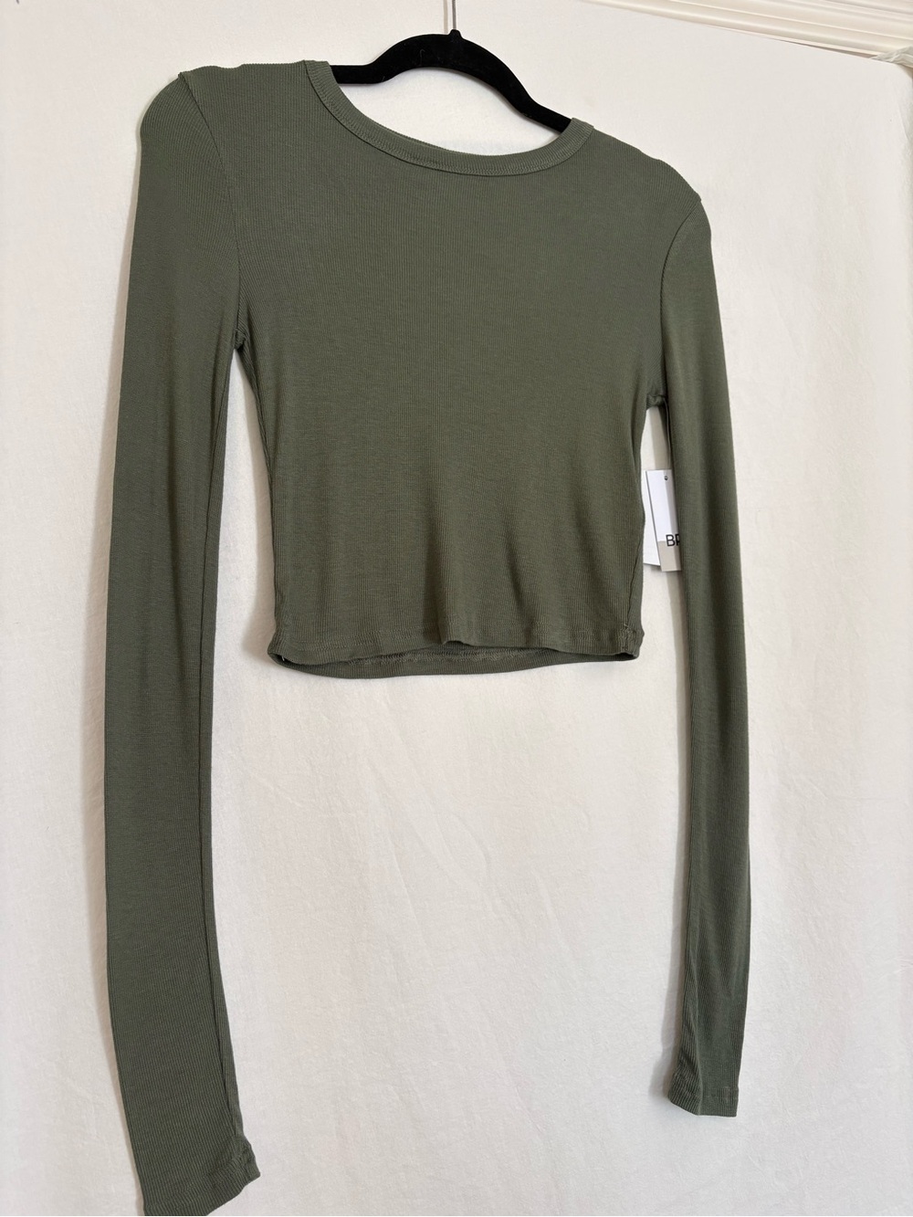 bp Olive Long-Sleeve Cropped Tee